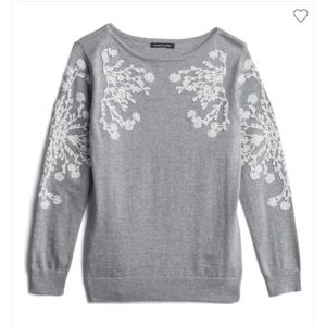 Sabo Boat Neck Embroidered Pullover- Grey, M